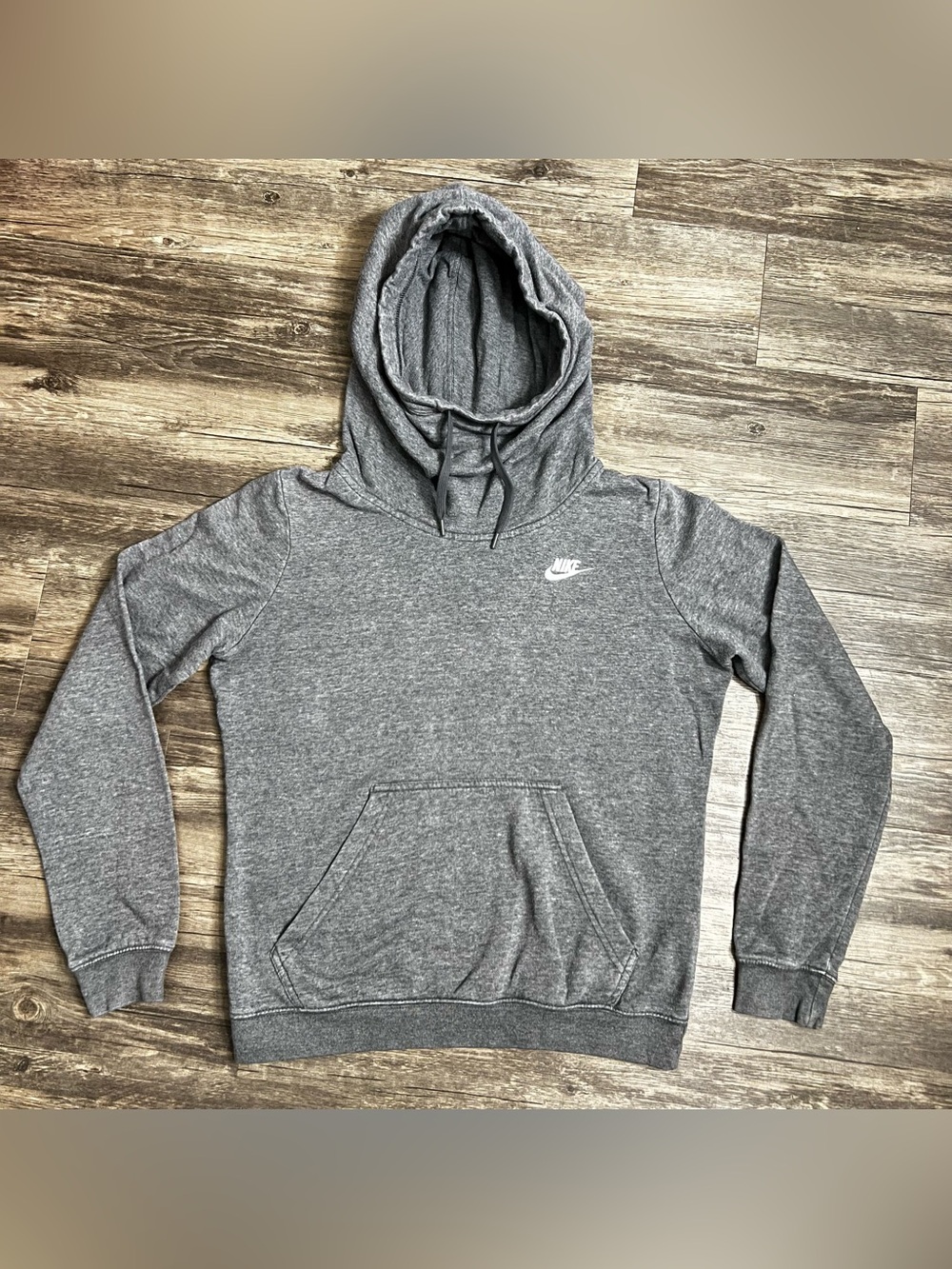 Nike Hoodie Women’s Small Gray Scuba Funnel Neck Pullover Swoosh Urban Street